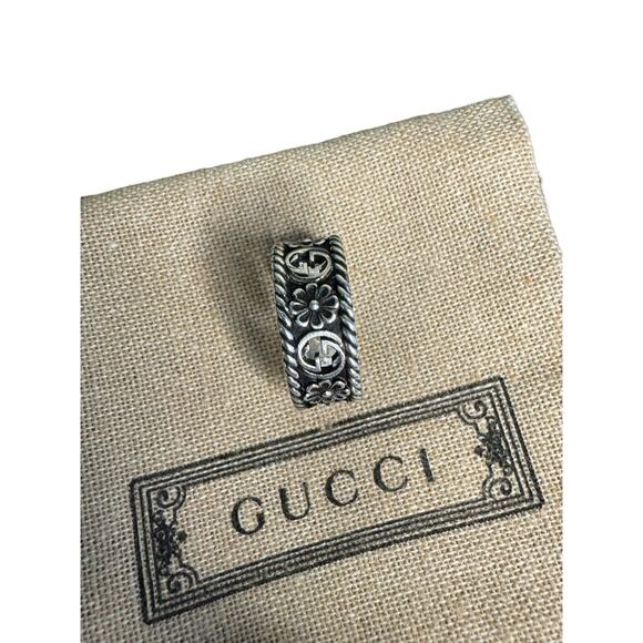Gucci Sterling Silver GG Flower Ring w/Box & Dustbag Size 6.5 - Picture 8 of 11
